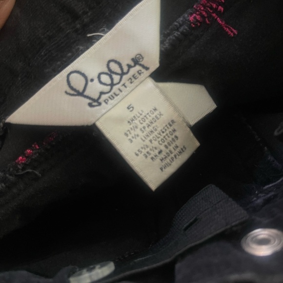 Lilly Pulitzer Black Pink Palm Trees Corduroy Pants Kids Girls Size 5 - Picture 1 of 5